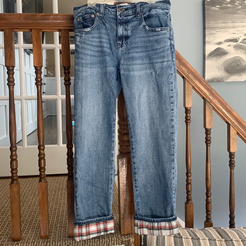 Pistola Mason Plaid Cuffed Straight Jeans